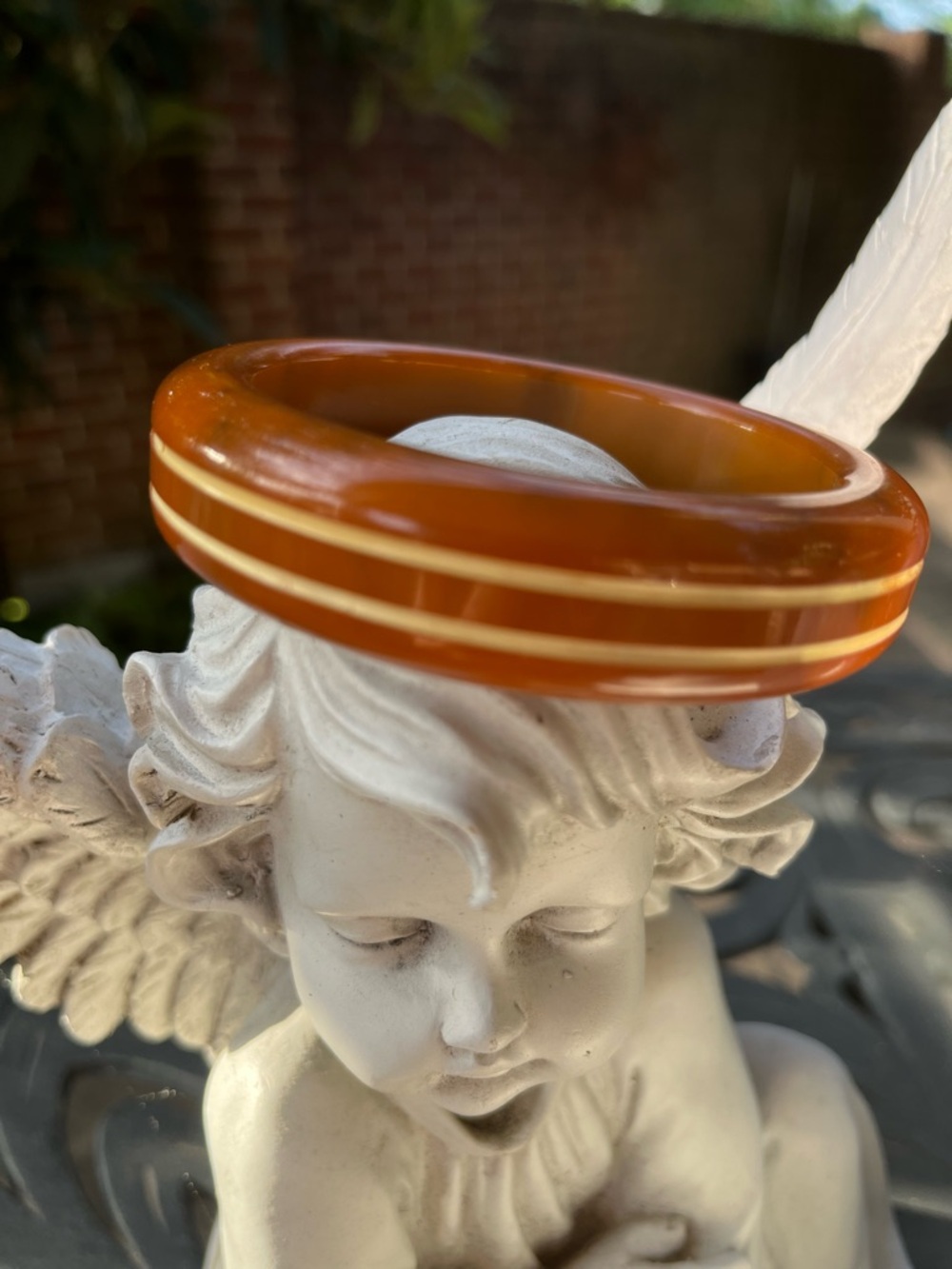 Amber Resin Bangle Bracelet with Gold Accent